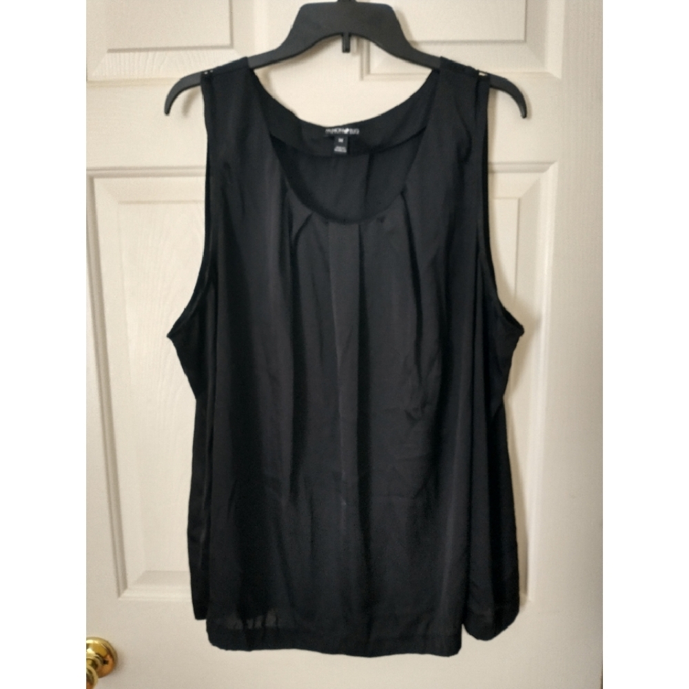 Fashion Bug Pleated Black Lightweight Cami Tank Shell Women's Plus Size 3X
